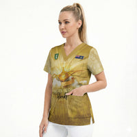 Personalised British Virgin Islands Scrub Top Vintage Gold Oil Lamp