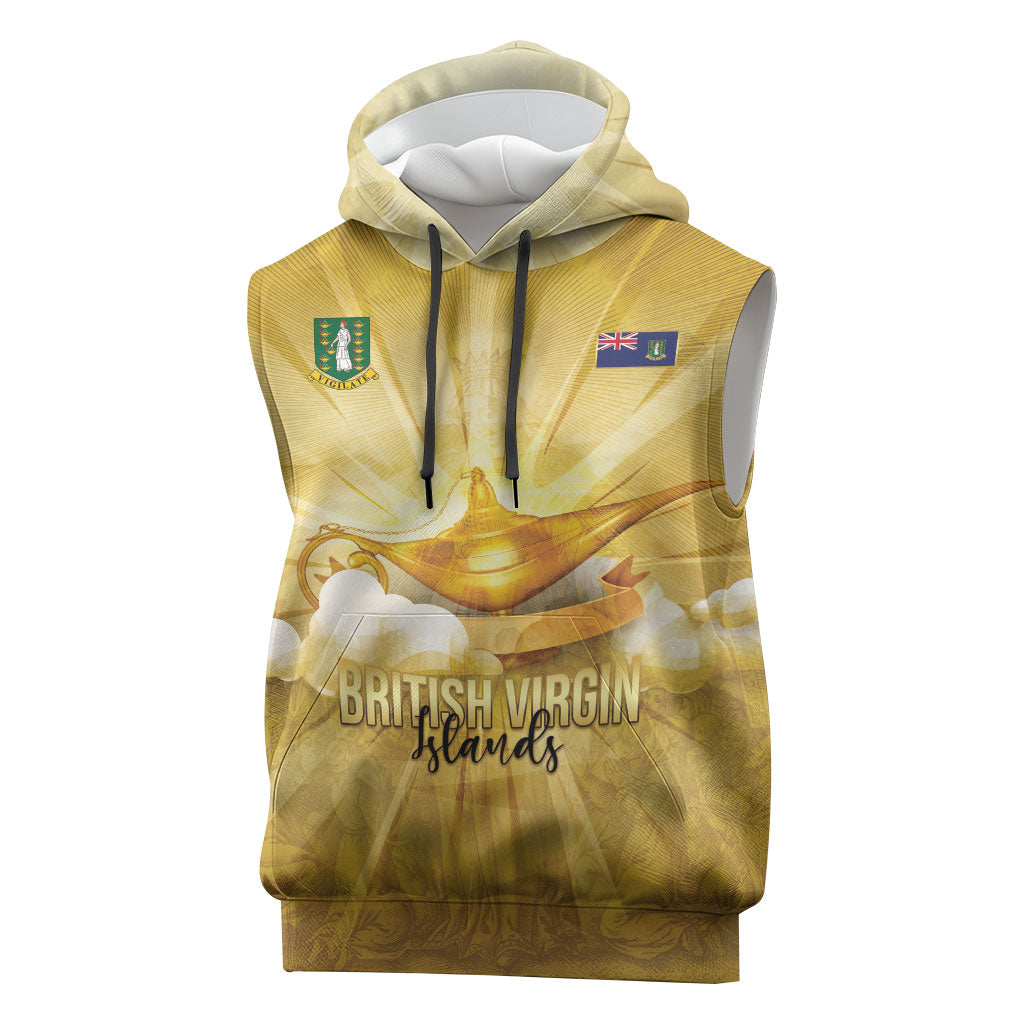 Personalised British Virgin Islands Sleeveless Hoodie Vintage Gold Oil Lamp