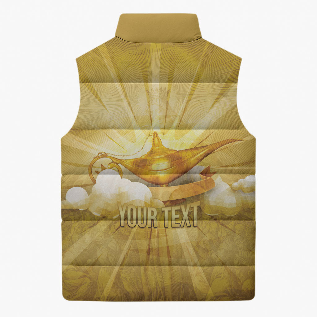 Personalised British Virgin Islands Sleeveless Puffer Jacket Vintage Gold Oil Lamp