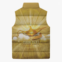 Personalised British Virgin Islands Sleeveless Puffer Jacket Vintage Gold Oil Lamp