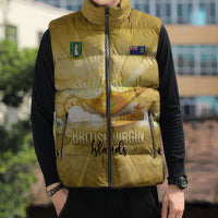 Personalised British Virgin Islands Sleeveless Puffer Jacket Vintage Gold Oil Lamp