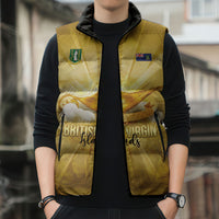 Personalised British Virgin Islands Sleeveless Puffer Jacket Vintage Gold Oil Lamp