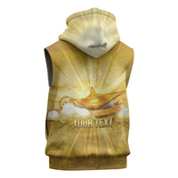 Personalised British Virgin Islands Sleeveless Zip Hoodie Vintage Gold Oil Lamp