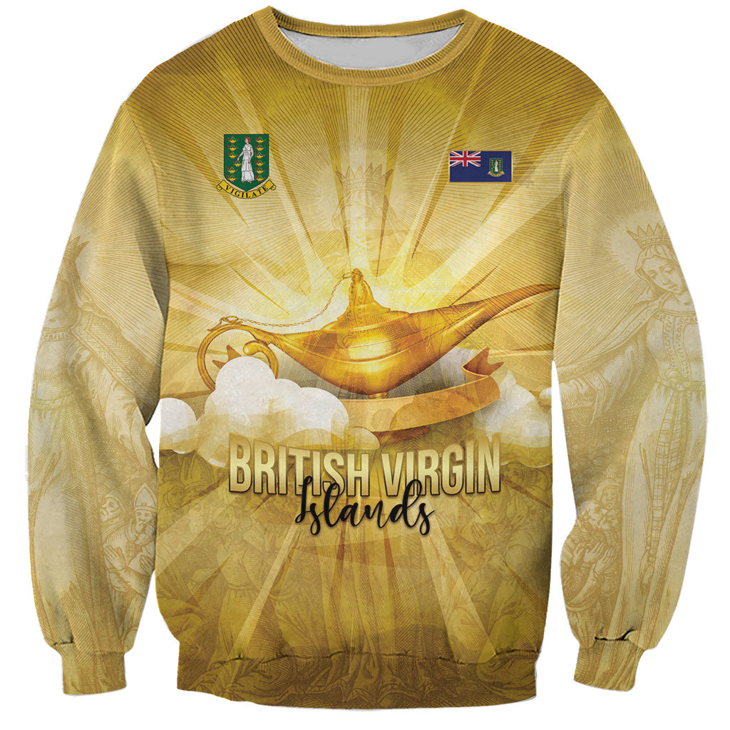Personalised British Virgin Islands Sweatshirt Vintage Gold Oil Lamp