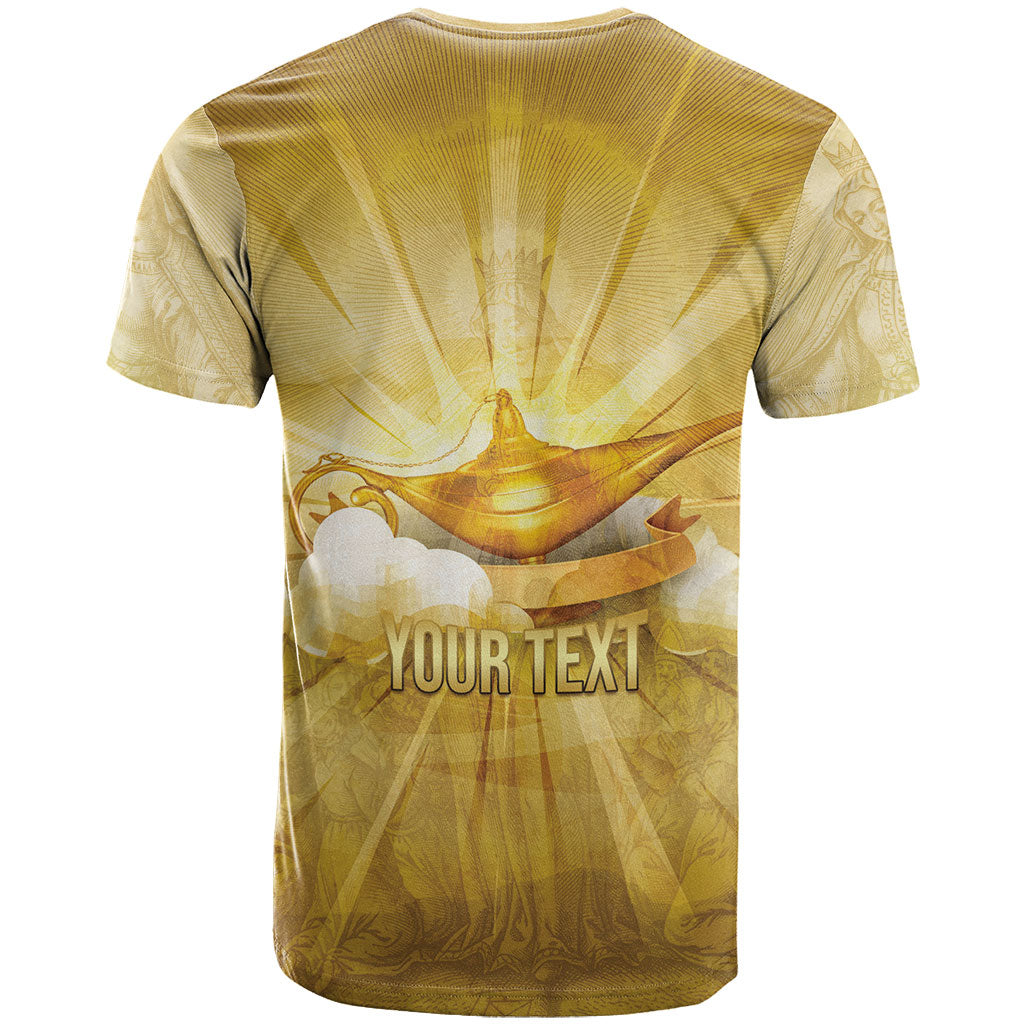 Personalised British Virgin Islands T Shirt Vintage Gold Oil Lamp