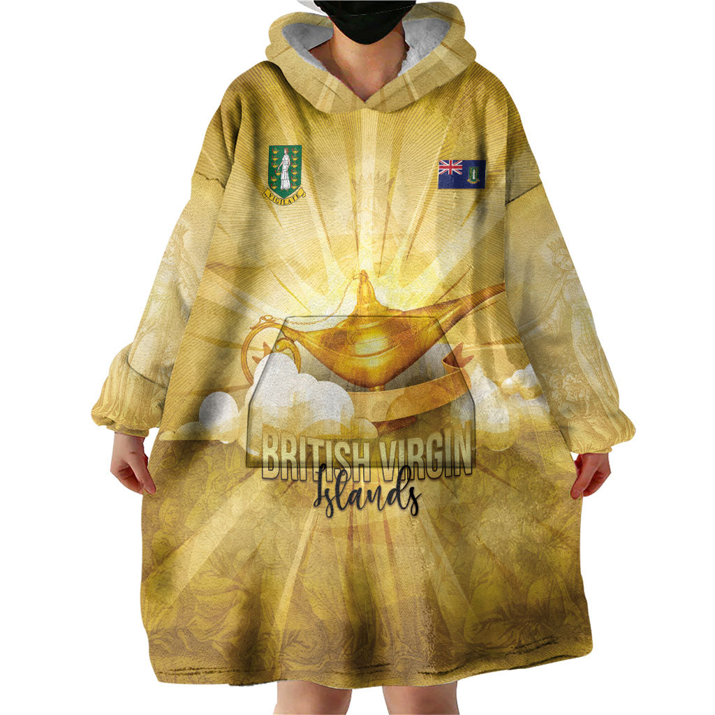Personalised British Virgin Islands Wearable Blanket Hoodie Vintage Gold Oil Lamp