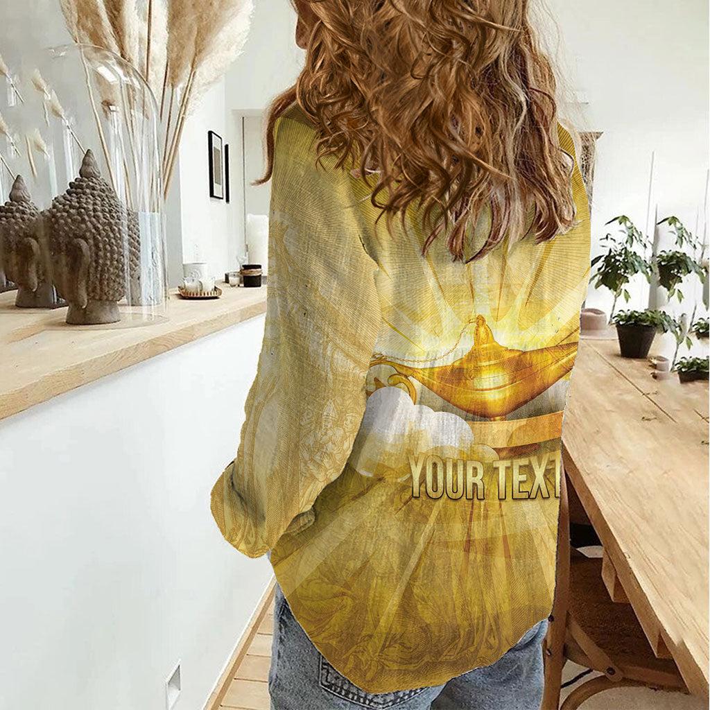 Personalised British Virgin Islands Women Casual Shirt Vintage Gold Oil Lamp