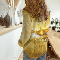 Personalised British Virgin Islands Women Casual Shirt Vintage Gold Oil Lamp