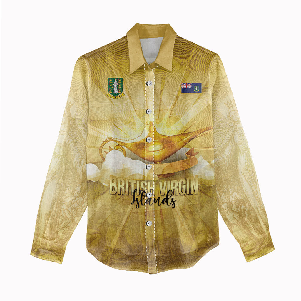 Personalised British Virgin Islands Women Casual Shirt Vintage Gold Oil Lamp