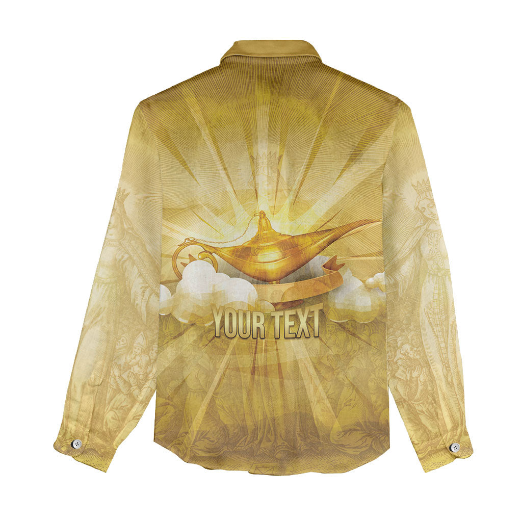 Personalised British Virgin Islands Women Casual Shirt Vintage Gold Oil Lamp