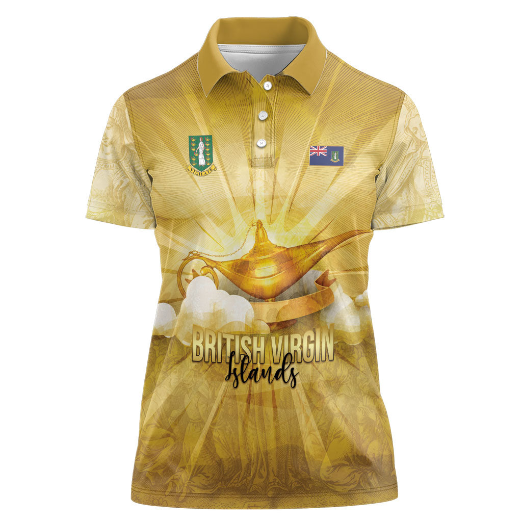Personalised British Virgin Islands Women Polo Shirt Vintage Gold Oil Lamp