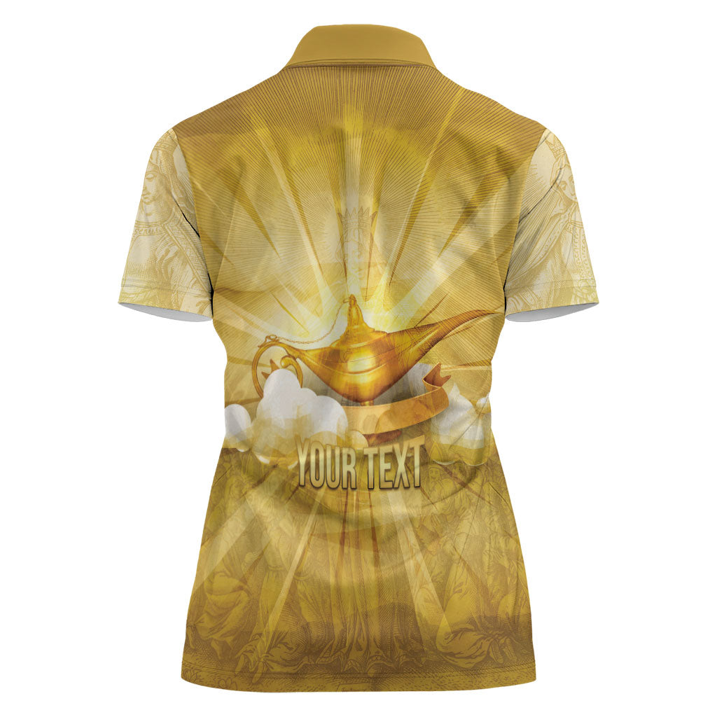Personalised British Virgin Islands Women Polo Shirt Vintage Gold Oil Lamp