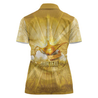 Personalised British Virgin Islands Women Polo Shirt Vintage Gold Oil Lamp