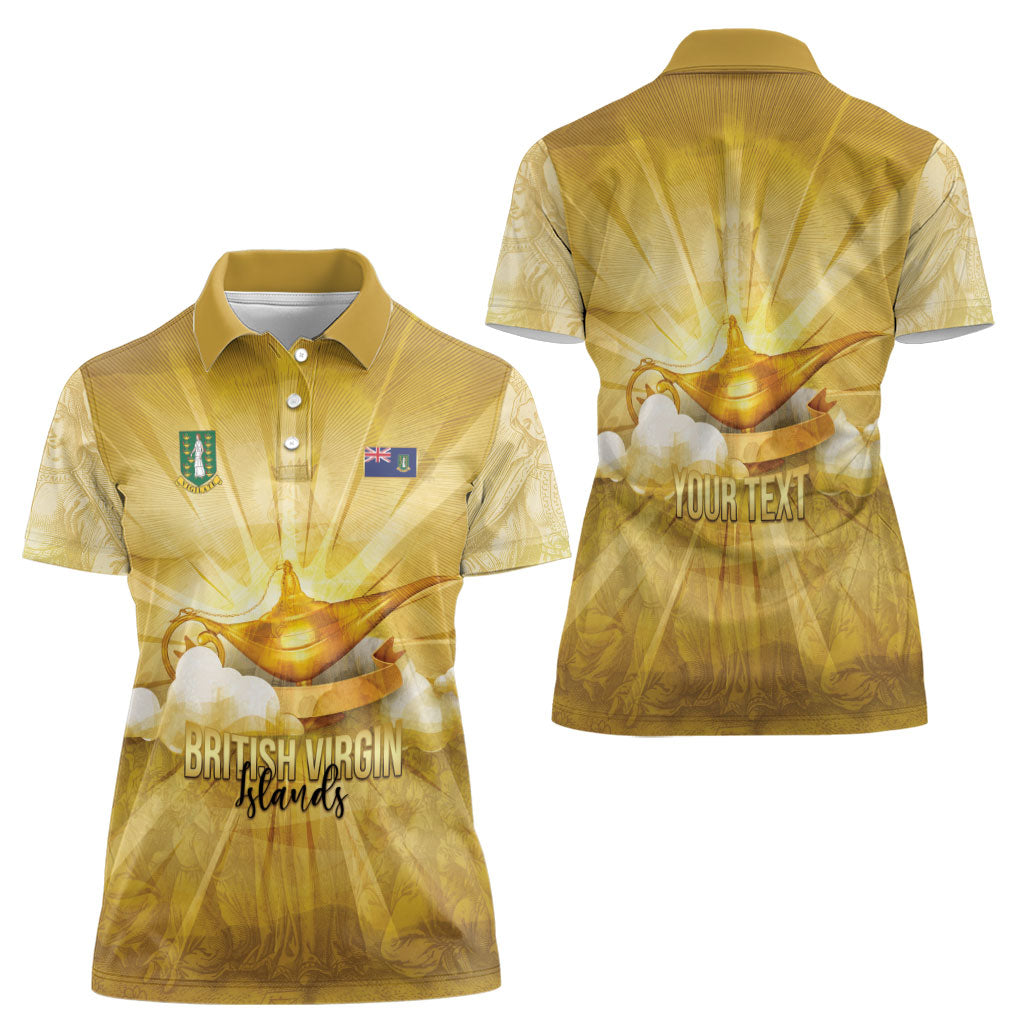 Personalised British Virgin Islands Women Polo Shirt Vintage Gold Oil Lamp