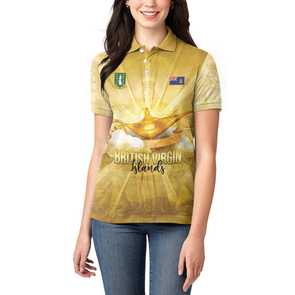 Personalised British Virgin Islands Women Polo Shirt Vintage Gold Oil Lamp