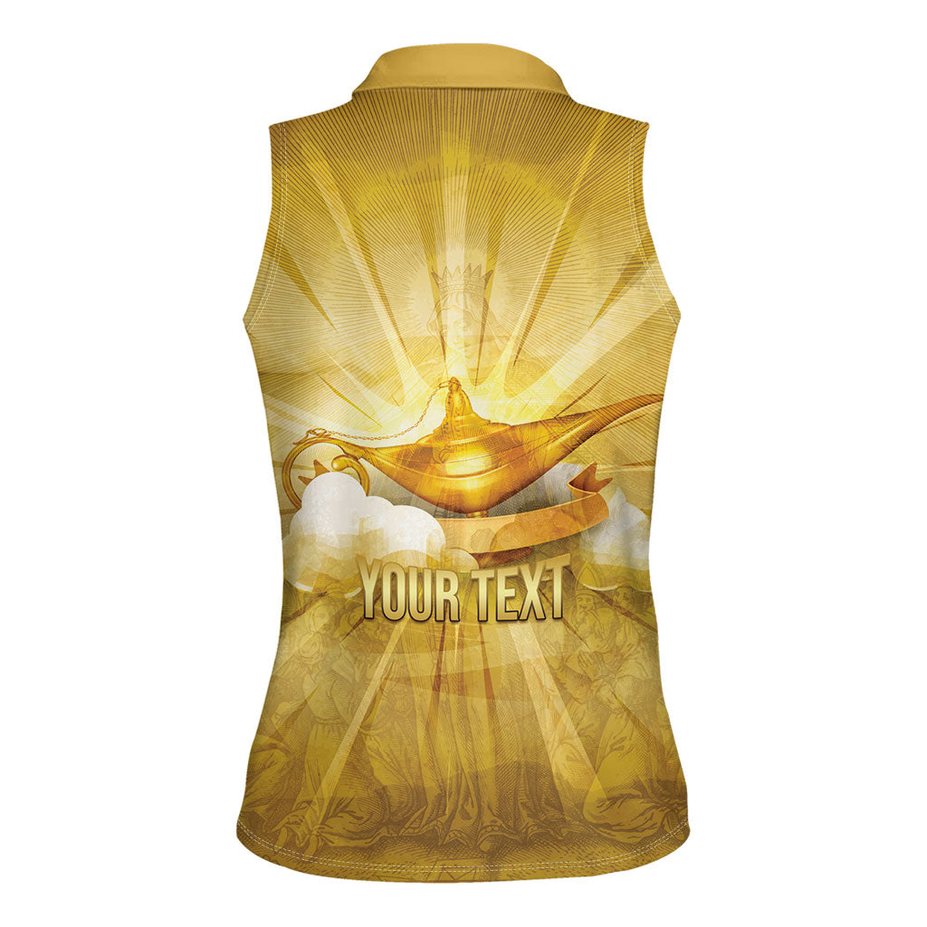 Personalised British Virgin Islands Women Sleeveless Polo Shirt Vintage Gold Oil Lamp