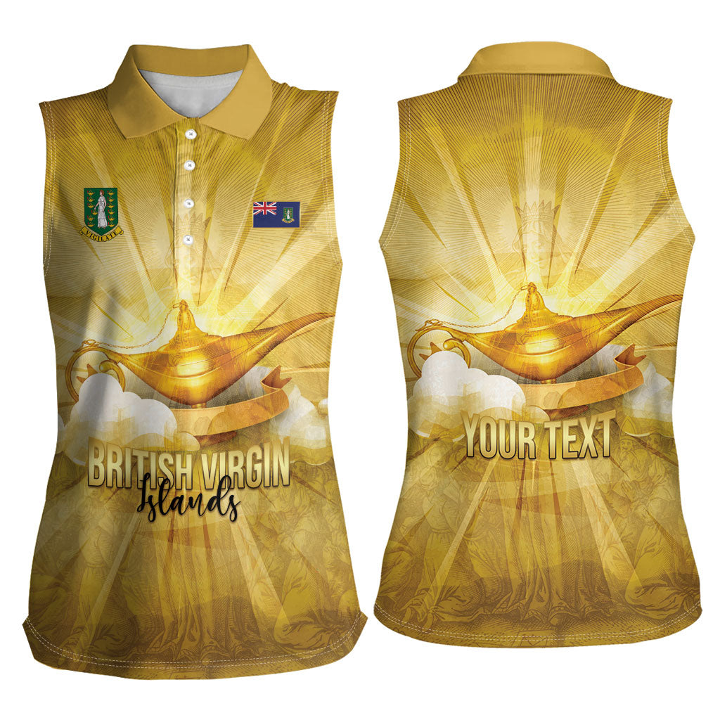 Personalised British Virgin Islands Women Sleeveless Polo Shirt Vintage Gold Oil Lamp