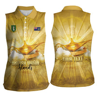 Personalised British Virgin Islands Women Sleeveless Polo Shirt Vintage Gold Oil Lamp
