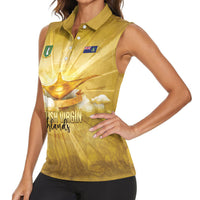 Personalised British Virgin Islands Women Sleeveless Polo Shirt Vintage Gold Oil Lamp