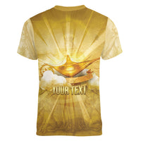 Personalised British Virgin Islands Women V-Neck T-Shirt Vintage Gold Oil Lamp