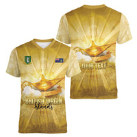 Personalised British Virgin Islands Women V-Neck T-Shirt Vintage Gold Oil Lamp