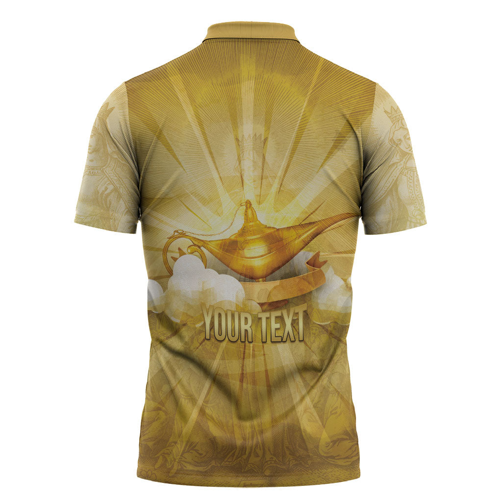 Personalised British Virgin Islands Zipper Polo Shirt Vintage Gold Oil Lamp