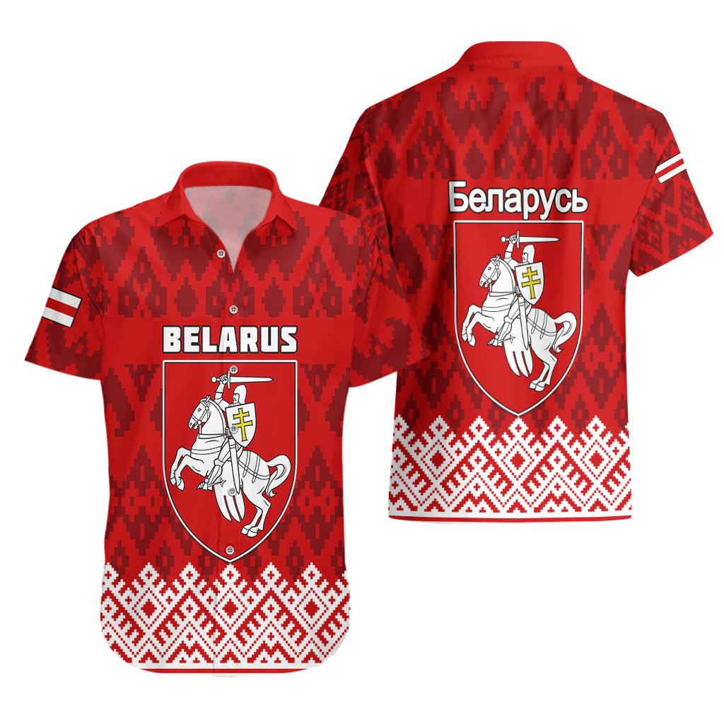 Belarus 1991 Hawaiian Shirt Belarusian Coat Of Arms Mix Folk Pattern - Wonder Print Shop