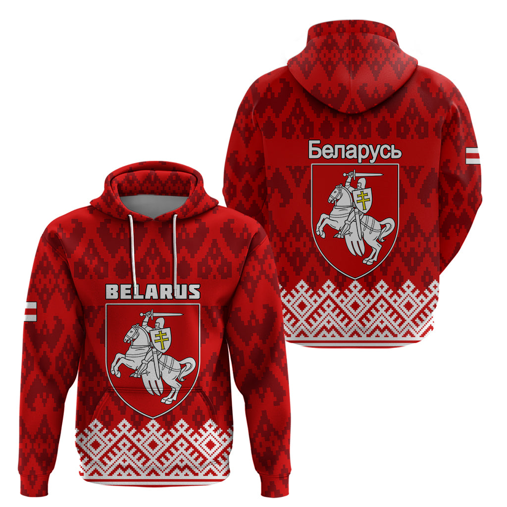 Belarus 1991 Hoodie Belarusian Coat Of Arms Mix Folk Pattern - Wonder Print Shop