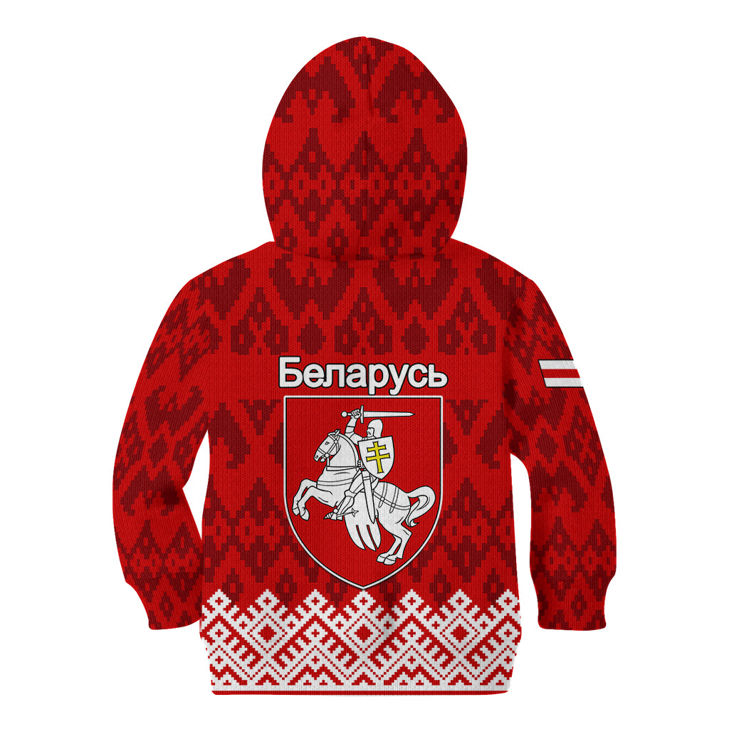 Belarus 1991 Kid Hoodie Belarusian Coat Of Arms Mix Folk Pattern - Wonder Print Shop