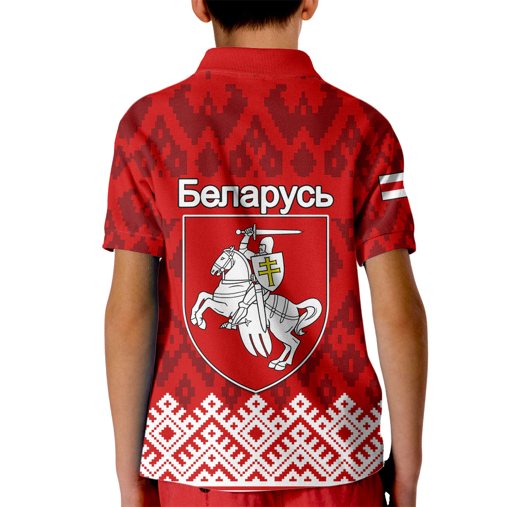 Belarus 1991 Kid Polo Shirt Belarusian Coat Of Arms Mix Folk Pattern - Wonder Print Shop