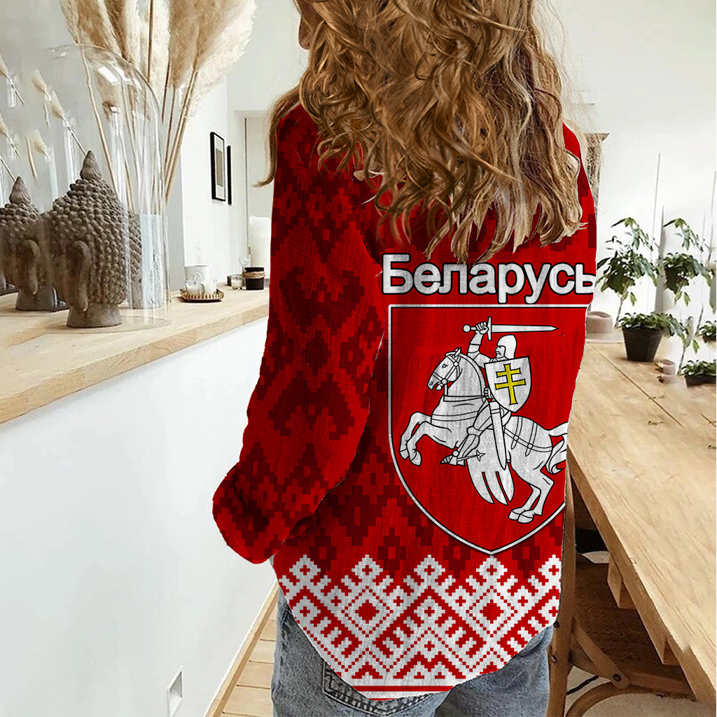 Belarus 1991 Women Casual Shirt Belarusian Coat Of Arms Mix Folk Pattern - Wonder Print Shop