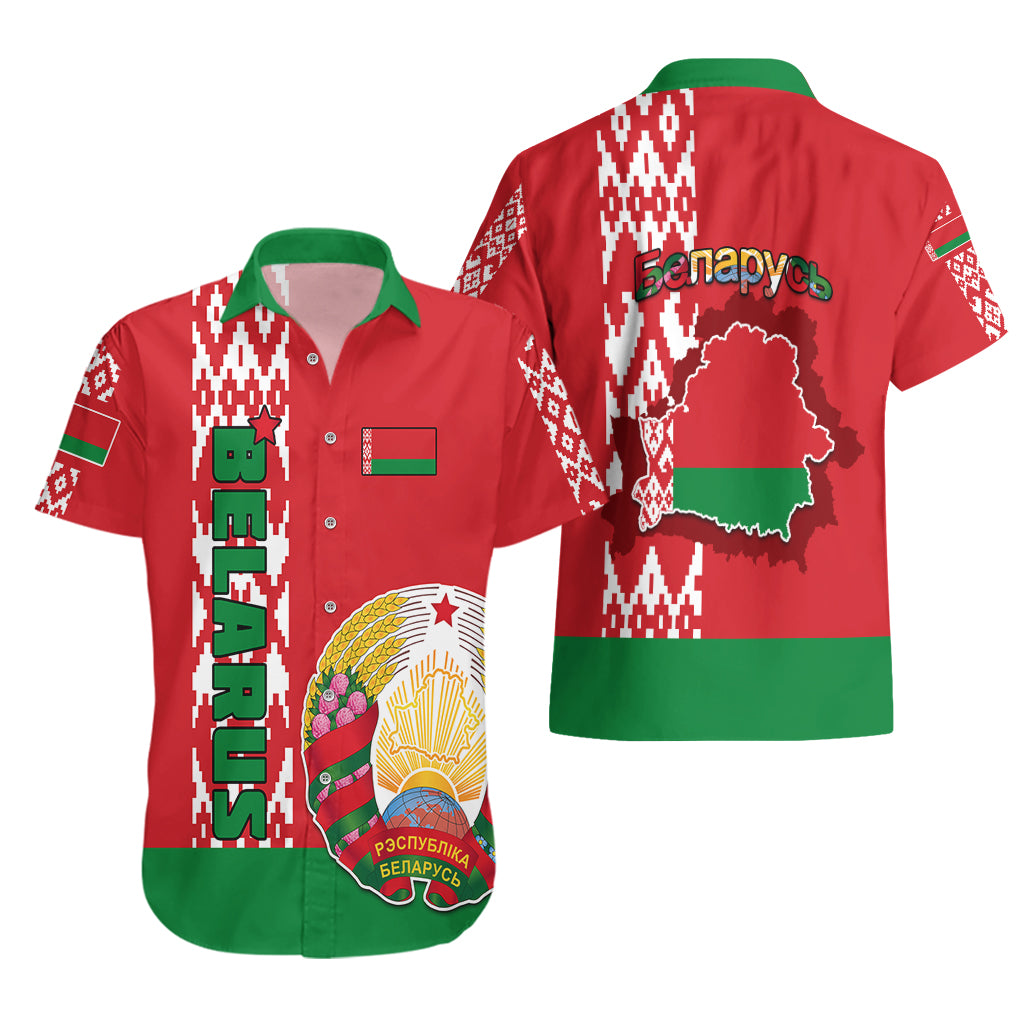 Belarus Hawaiian Shirt Belarusian Coat Of Arms Flag Style - Wonder Print Shop