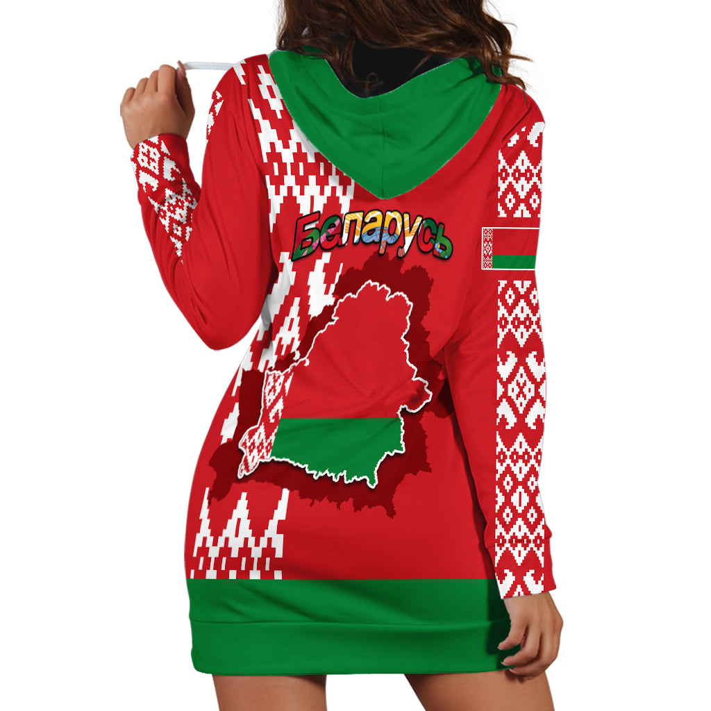 Belarus Hoodie Dress Belarusian Coat Of Arms Flag Style - Wonder Print Shop