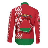 Belarus Long Sleeve Button Shirt Belarusian Coat Of Arms Flag Style - Wonder Print Shop