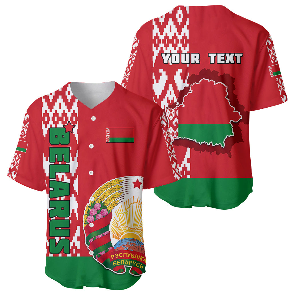 Custom Belarus Baseball Jersey Belarusian Coat Of Arms Flag Style - Wonder Print Shop