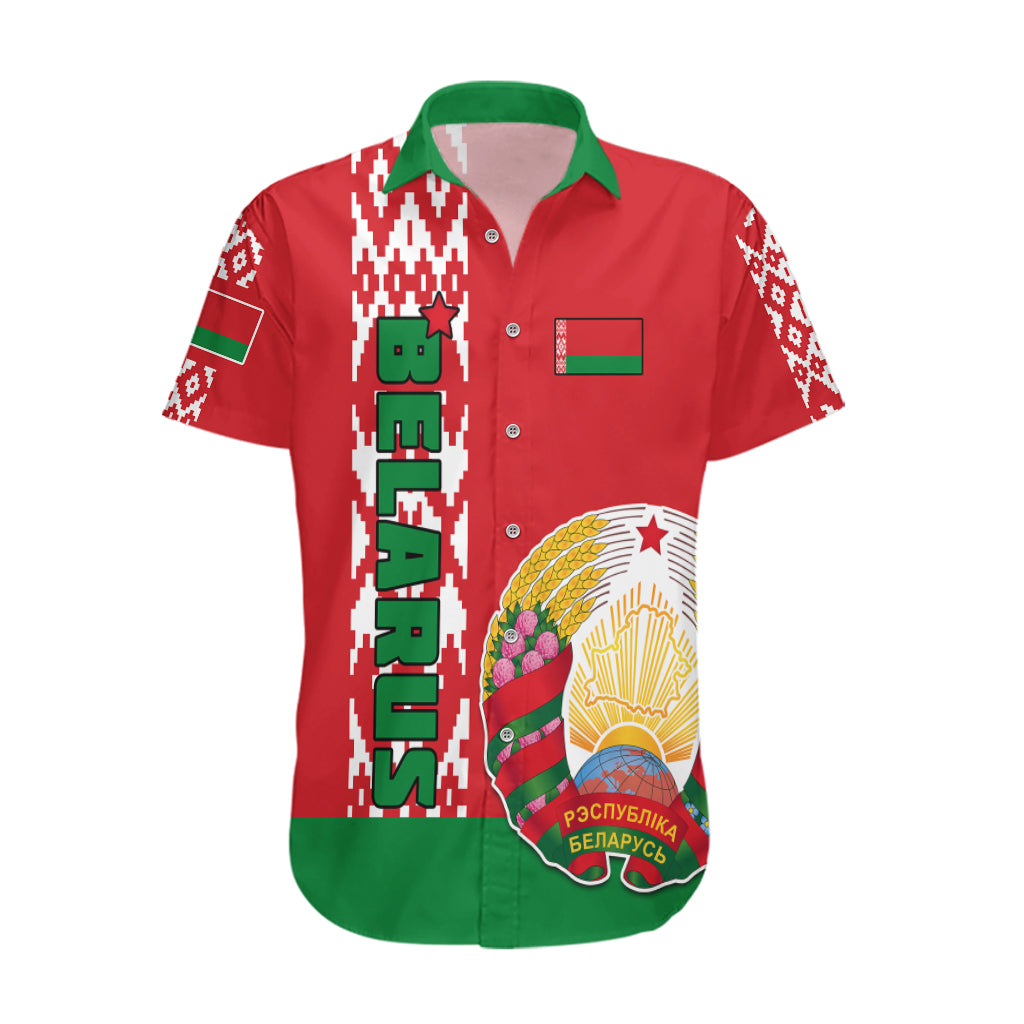 Custom Belarus Hawaiian Shirt Belarusian Coat Of Arms Flag Style - Wonder Print Shop