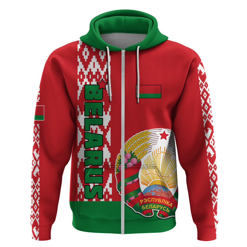 Custom Belarus Hoodie Belarusian Coat Of Arms Flag Style - Wonder Print Shop