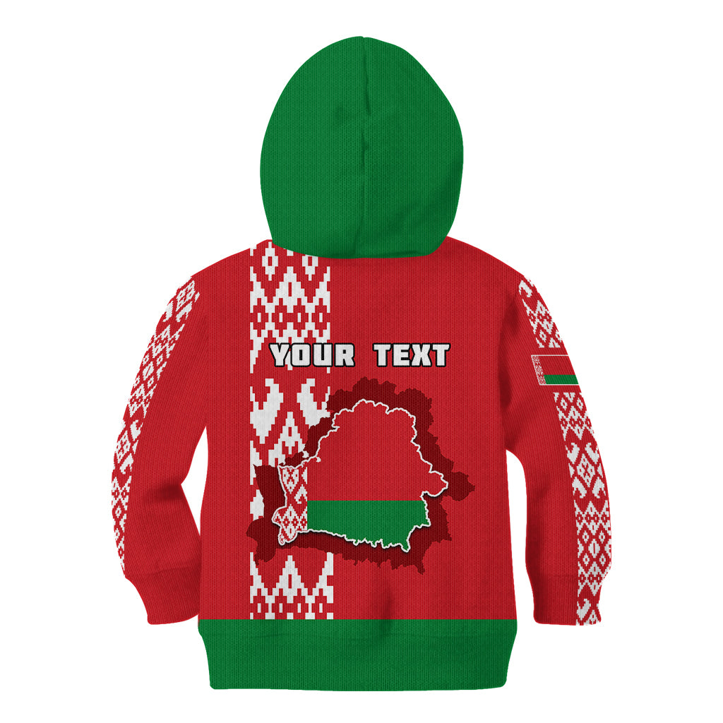 Custom Belarus Kid Hoodie Belarusian Coat Of Arms Flag Style - Wonder Print Shop