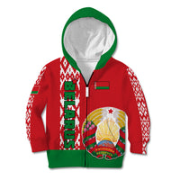 Custom Belarus Kid Hoodie Belarusian Coat Of Arms Flag Style - Wonder Print Shop