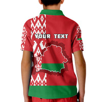 Custom Belarus Kid Polo Shirt Belarusian Coat Of Arms Flag Style - Wonder Print Shop