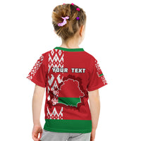 Custom Belarus Kid T Shirt Belarusian Coat Of Arms Flag Style - Wonder Print Shop