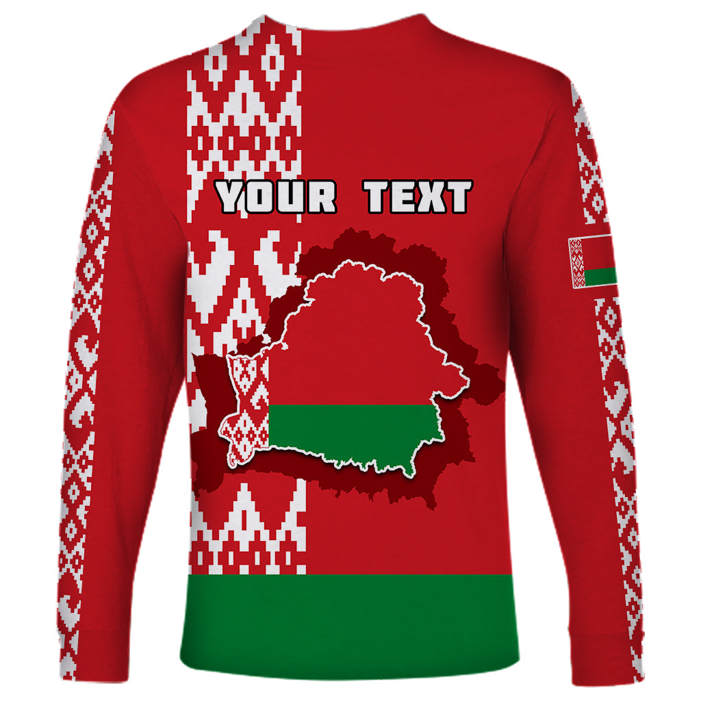 Custom Belarus Long Sleeve Shirt Belarusian Coat Of Arms Flag Style - Wonder Print Shop