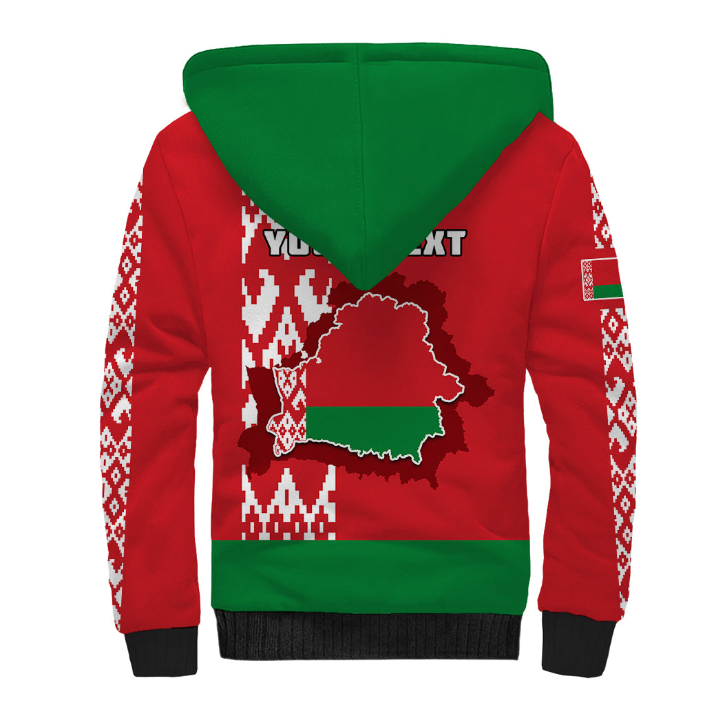 Custom Belarus Sherpa Hoodie Belarusian Coat Of Arms Flag Style - Wonder Print Shop