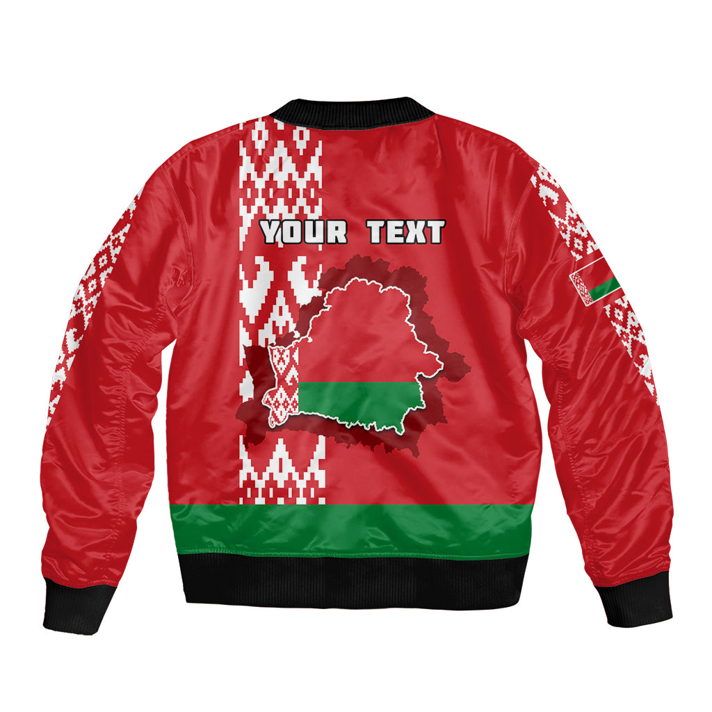 Custom Belarus Sleeve Zip Bomber Jacket Belarusian Coat Of Arms Flag Style - Wonder Print Shop