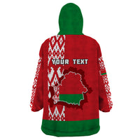 Custom Belarus Wearable Blanket Hoodie Belarusian Coat Of Arms Flag Style - Wonder Print Shop
