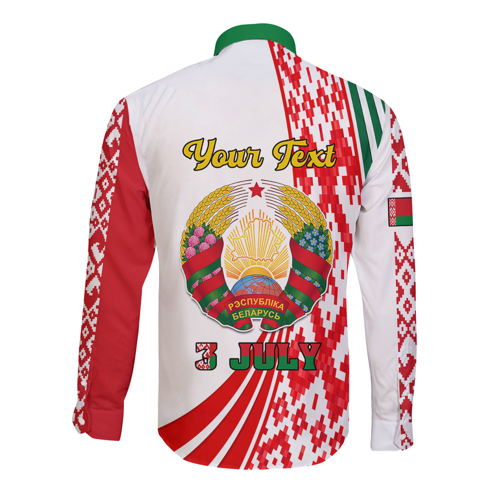 Custom 3 July Belarus Independence Day Long Sleeve Button Shirt Belarusian Flag Style Special Version - Wonder Print Shop
