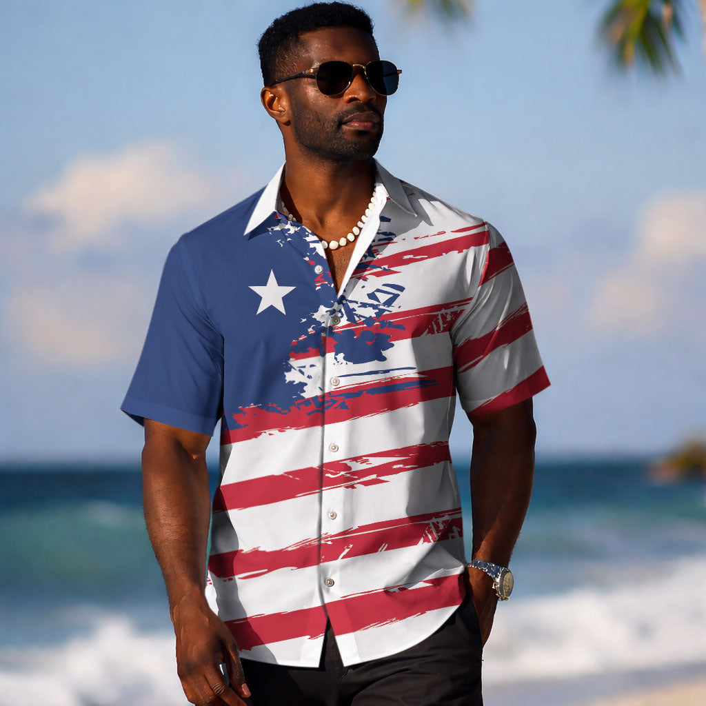 Liberia Flag Hawaiian Shirt Grunge Stylized LT01