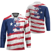 Liberia Flag Hockey Jersey Grunge Stylized