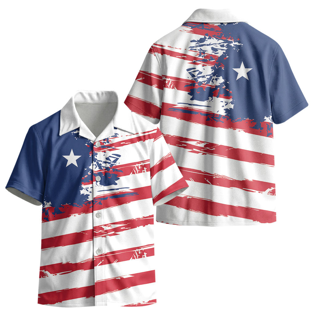 Liberia Flag Kid Hawaiian Shirt Grunge Stylized LT01