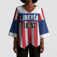 Personalized Liberia 1847 Kimono Sleeve Blouse Happy Independence Day